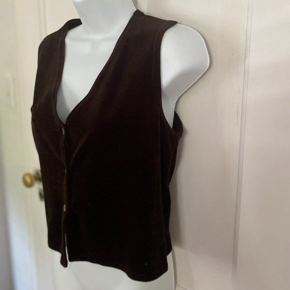 Rabbit Rabbit Rabbit Designs Dark Brown 3 Button Velour Vest, Size 2P - Picture 2 of 6
